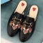 Gucci Women's Princetown Horsebit Slipper Embroidered Tigers Black