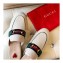 Gucci Women's Princetown Horsebit Slipper Web Canvas Beige/Green
