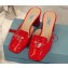 Prada Heel 7cm Patent Leather Triangle Logo Mules Patent Red 2020