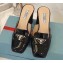 Prada Heel 7cm Patent Leather Triangle Logo Mules Patent Black 2020
