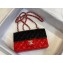 Chanel Bi-color Classic Flap Small Bag in Patent Calfskin Black/Red/Silver