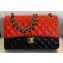 Chanel Bi-color Classic Flap Medium Bag in Patent Calfskin Red/Black/Gold