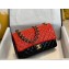 Chanel Bi-color Classic Flap Medium Bag in Patent Calfskin Red/Black/Gold