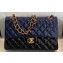 Chanel Bi-color Classic Flap Medium Bag in Patent Calfskin Navy Blue/Black/Gold