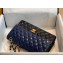 Chanel Bi-color Classic Flap Medium Bag in Patent Calfskin Navy Blue/Black/Gold