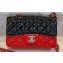 Chanel Bi-color Classic Flap Small Bag in Patent Calfskin Black/Red/Silver