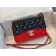 Chanel Bi-color Classic Flap Small Bag in Patent Calfskin Black/Red/Silver