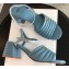 Fendi Promenade Slingbacks Sandals Leather Blue with Wide Topstitched Band 2020