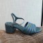 Fendi Promenade Slingbacks Sandals Leather Blue with Wide Topstitched Band 2020