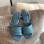 Fendi Promenade Slingbacks Sandals Leather Blue with Wide Topstitched Band 2020