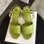 Fendi Promenade Slingbacks Sandals Leather Green with Wide Topstitched Band 2020