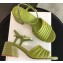 Fendi Promenade Slingbacks Sandals Leather Green with Wide Topstitched Band 2020