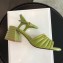 Fendi Promenade Slingbacks Sandals Leather Green with Wide Topstitched Band 2020