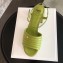 Fendi Promenade Slingbacks Sandals Leather Green with Wide Topstitched Band 2020