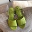 Fendi Promenade Slingbacks Sandals Leather Green with Wide Topstitched Band 2020
