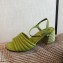 Fendi Promenade Slingbacks Sandals Leather Green with Wide Topstitched Band 2020