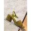 Fendi Promenade Slingbacks Sandals Suede Green with Wide Topstitched Band 2020