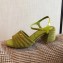 Fendi Promenade Slingbacks Sandals Suede Green with Wide Topstitched Band 2020