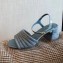 Fendi Promenade Slingbacks Sandals Suede Blue with Wide Topstitched Band 2020