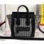 Celine Nano Luggage Bag in Houndstooth and Natural Calfskin Black 2020