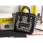 Celine Nano Luggage Bag in Houndstooth and Natural Calfskin Black 2020
