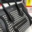 Celine Nano Luggage Bag in Houndstooth and Natural Calfskin Black 2020