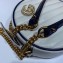 Gucci Diagonal GG Marmont Mini Round Shoulder Bag 550154 White/Blue 2020