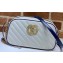 Gucci Diagonal GG Marmont Small Shoulder Camera Bag 447632 Leather White/Blue 2020