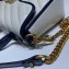 Gucci Diagonal GG Marmont Mini Top Handle Bag 583571 White/Blue 2020
