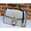 Gucci Diagonal GG Marmont Small Top Handle Bag 498110 White/Blue 2020