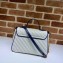Gucci Diagonal GG Marmont Small Top Handle Bag 498110 White/Blue 2020
