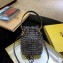 Fendi Jacquard Fabric Interlace Mon Tresor Mini Bucket Bag Brown 2020