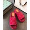 Gucci GG Canvas Platform Slide Sandals 573018 Fuchsia 2020
