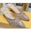 Fendi Heel 5.5cm Colibri Tech Mesh Slingbacks Sabots Rhinestone Embroidery Nude 2020