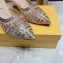 Fendi Heel 5.5cm Colibri Tech Mesh Slingbacks Sabots Rhinestone Embroidery Nude 2020