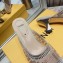 Fendi Heel 5.5cm Colibri Tech Mesh Slingbacks Sabots Rhinestone Embroidery Nude 2020