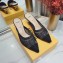 Fendi Heel 5.5cm Colibri Tech Mesh Slingbacks Sabots Rhinestone Embroidery Black 2020