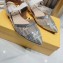 Fendi Colibri Tech Mesh Slingbacks Sabots Flats Rhinestone Embroidery White/Silver 2020