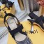 Fendi Heel 8.5cm Colibri Tech Mesh Slingbacks Rhinestone Embroidery Black/Silver 2020