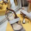 Fendi Heel 8.5cm Colibri Tech Mesh Slingbacks Rhinestone Embroidery White/Silver 2020