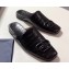 Balenciaga Cosy BB Flat Mules Slides Slippers Croco Pattern Black 2020