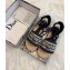 Dior Granville and Embroidered Cotton Lace-up Espadrilles Flat Sandals Dark Blue 2020