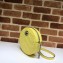 Gucci Leather GG Marmont Mini Round Shoulder Bag 550154 Pastel Yellow 2020