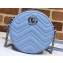 Gucci Leather GG Marmont Mini Round Shoulder Bag 550154 Pastel Blue 2020