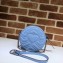 Gucci Leather GG Marmont Mini Round Shoulder Bag 550154 Pastel Blue 2020