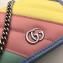 Gucci Leather GG Marmont Double G Mini Chain Bag Wallet 625693 Multicolored Pastel 2020