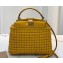 Fendi Leather Peekaboo Iconic Mini Interlace Bag Yellow 2020
