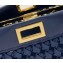 Fendi Leather Peekaboo Iconic Mini Interlace Bag Blue 2020