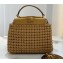 Fendi Leather Peekaboo Iconic Mini Interlace Bag Apricot 2020