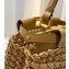 Fendi Leather Peekaboo Iconic Mini Interlace Bag Apricot 2020
